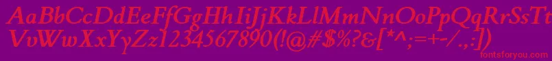 フォントFlankerGriffoItalicBold – 紫の背景に赤い文字