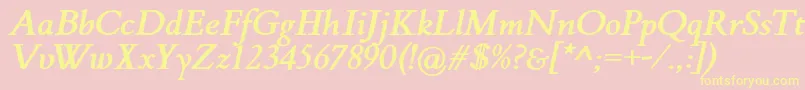 FlankerGriffoItalicBold-Schriftart – Gelbe Schriften auf rosa Hintergrund