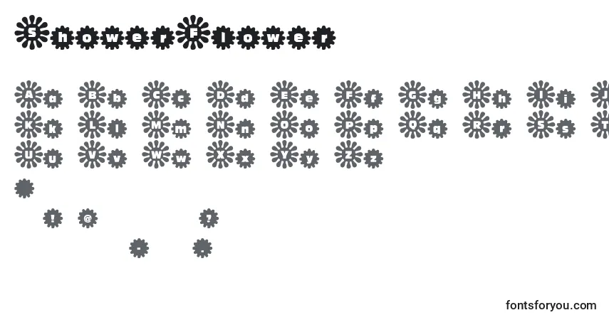 Schriftart ShowerFlower – Alphabet, Zahlen, spezielle Symbole