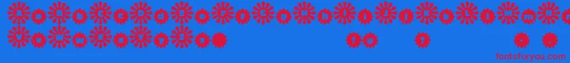 ShowerFlower-fontti – punaiset fontit sinisellä taustalla