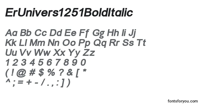 Czcionka ErUnivers1251BoldItalic – alfabet, cyfry, specjalne znaki