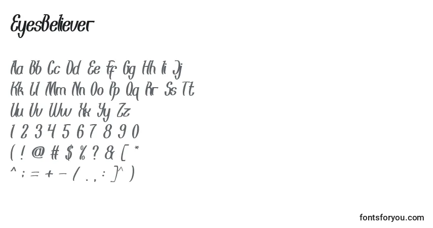 Fuente EyesBeliever - alfabeto, números, caracteres especiales