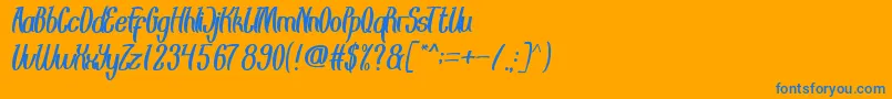 フォントEyesBeliever – オレンジの背景に青い文字