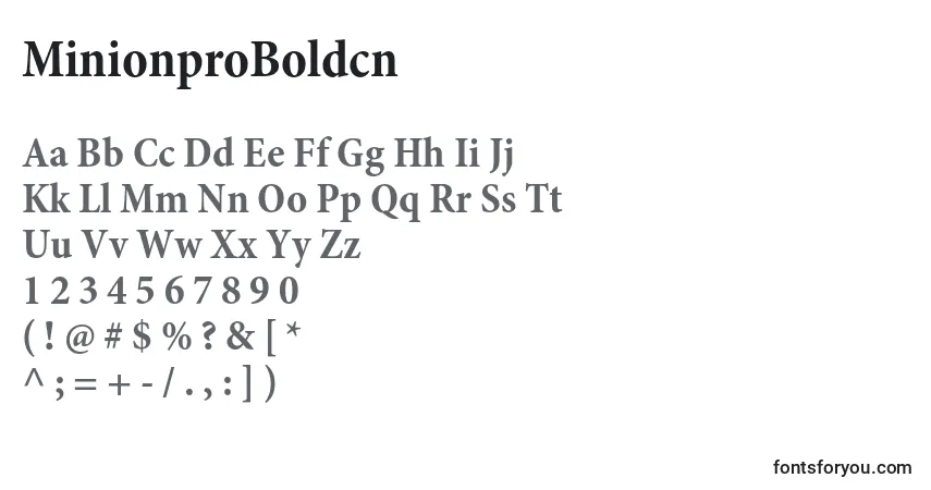 A fonte MinionproBoldcn – alfabeto, números, caracteres especiais