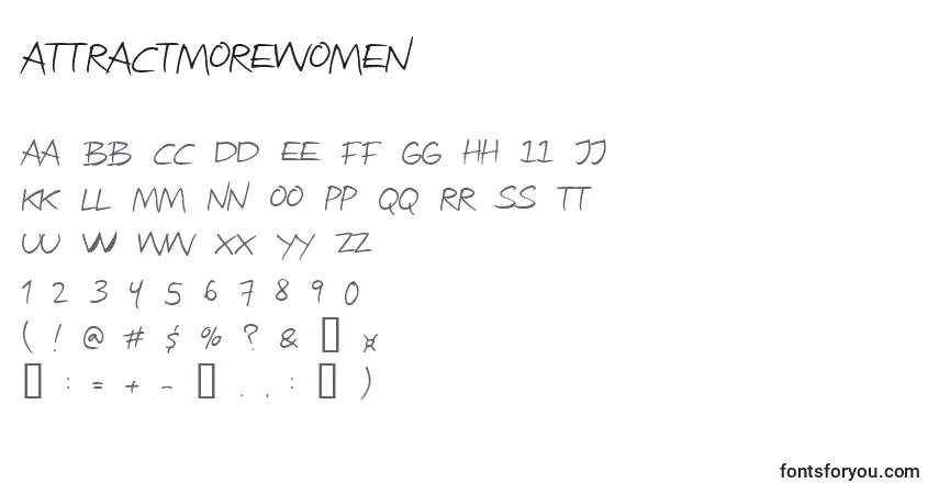 Schriftart Attractmorewomen – Alphabet, Zahlen, spezielle Symbole
