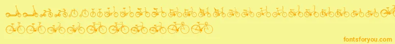Sepeda-Schriftart – Orangefarbene Schriften auf gelbem Hintergrund