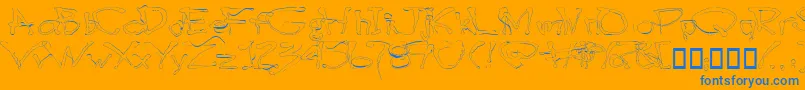 Blotlb-Schriftart – Blaue Schriften auf orangefarbenem Hintergrund