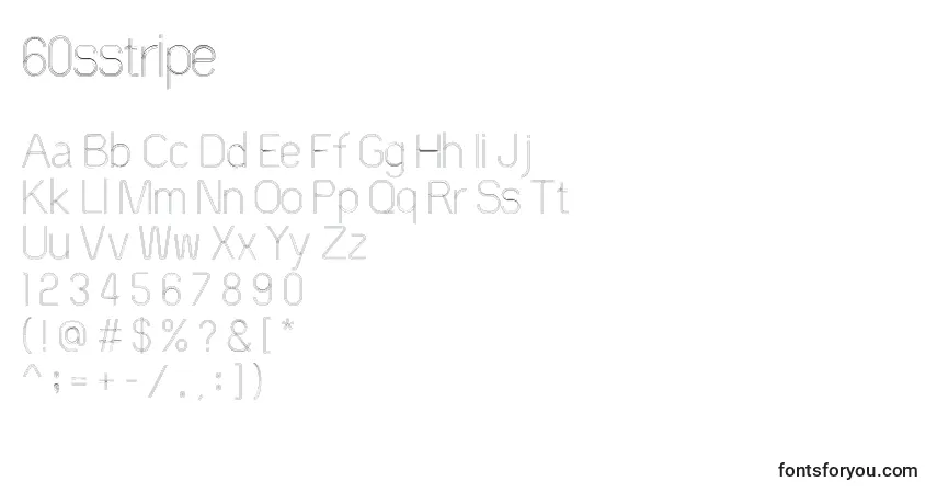 Czcionka 60sstripe – alfabet, cyfry, specjalne znaki