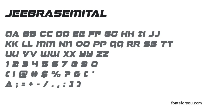 A fonte Jeebrasemital – alfabeto, números, caracteres especiais