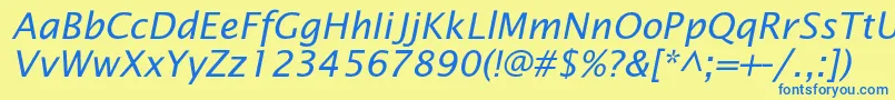 OfficetypesansItalic Font – Blue Fonts on Yellow Background