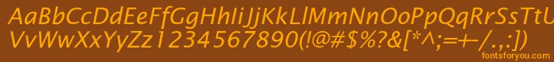 OfficetypesansItalic Font – Orange Fonts on Brown Background