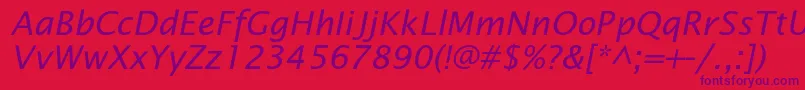 OfficetypesansItalic Font – Purple Fonts on Red Background