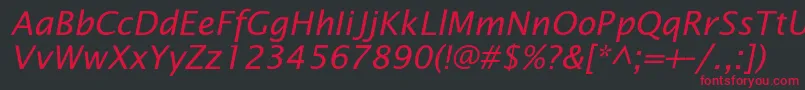 OfficetypesansItalic Font – Red Fonts on Black Background