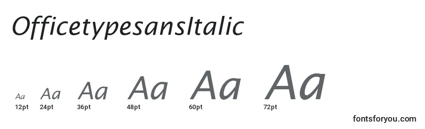 Размеры шрифта OfficetypesansItalic