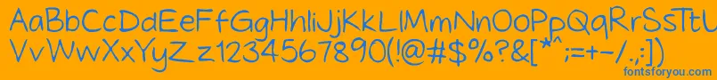 Tidyhand Font – Blue Fonts on Orange Background