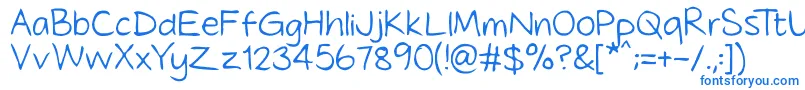 フォントTidyhand – 白い背景に青い文字