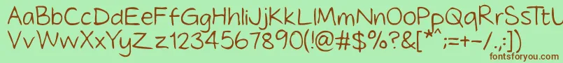 Tidyhand-fontti – ruskeat fontit vihreällä taustalla