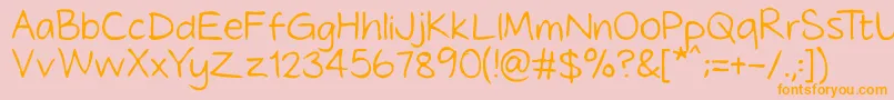 Tidyhand Font – Orange Fonts on Pink Background