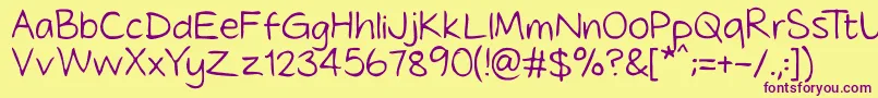 Tidyhand-Schriftart – Violette Schriften auf gelbem Hintergrund