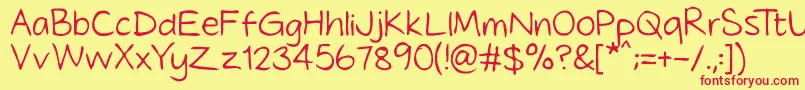 Tidyhand-Schriftart – Rote Schriften auf gelbem Hintergrund
