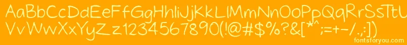 Tidyhand Font – Yellow Fonts on Orange Background