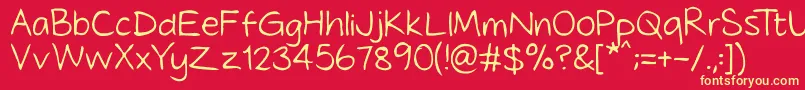 Tidyhand Font – Yellow Fonts on Red Background