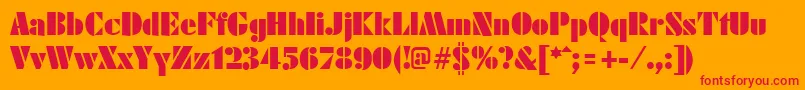 FuturistblackRegular Font – Red Fonts on Orange Background