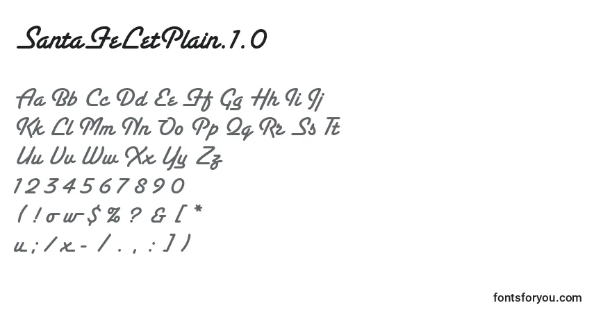 Czcionka SantaFeLetPlain.1.0 – alfabet, cyfry, specjalne znaki