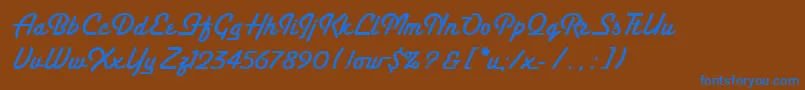Czcionka SantaFeLetPlain.1.0 – niebieskie czcionki na brązowym tle