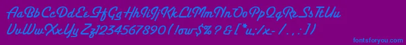 Fonte SantaFeLetPlain.1.0 – fontes azuis em um fundo violeta