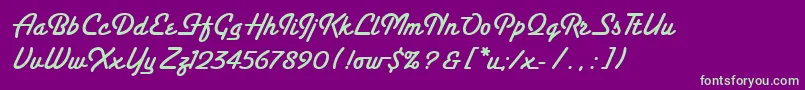 SantaFeLetPlain.1.0-Schriftart – Grüne Schriften auf violettem Hintergrund