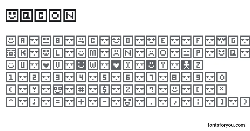 Schriftart Sqcon – Alphabet, Zahlen, spezielle Symbole