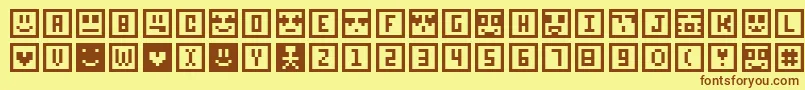 Fonte Sqcon – fontes marrons em um fundo amarelo