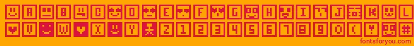 フォントSqcon – オレンジの背景に赤い文字