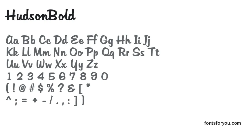 Czcionka HudsonBold – alfabet, cyfry, specjalne znaki