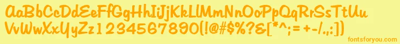 HudsonBold-Schriftart – Orangefarbene Schriften auf gelbem Hintergrund