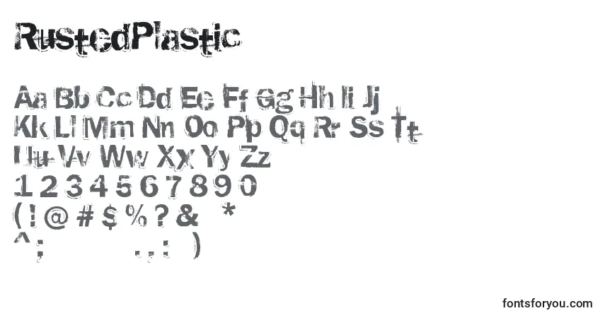 Czcionka RustedPlastic – alfabet, cyfry, specjalne znaki