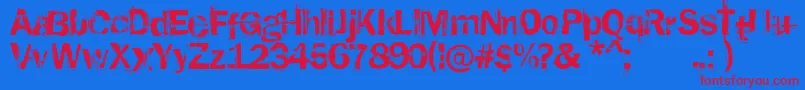 RustedPlastic Font – Red Fonts on Blue Background