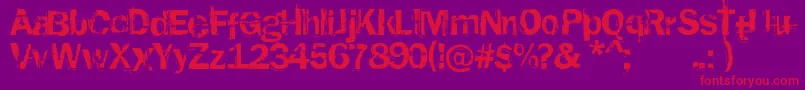 RustedPlastic-Schriftart – Rote Schriften auf violettem Hintergrund
