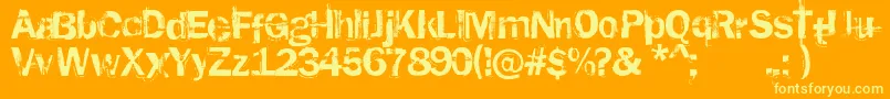 RustedPlastic-Schriftart – Gelbe Schriften auf orangefarbenem Hintergrund