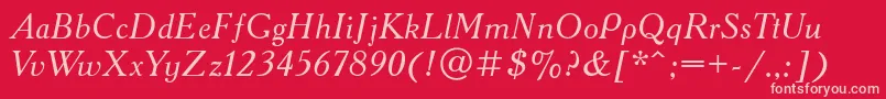 フォントAAdemyacttItalic – 赤い背景にピンクのフォント