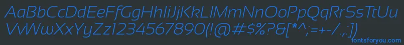 SansationLightItalic Font – Blue Fonts on Black Background