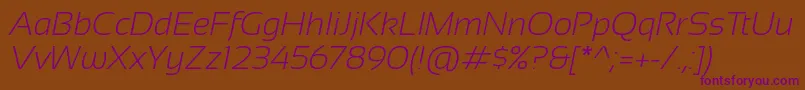 SansationLightItalic Font – Purple Fonts on Brown Background