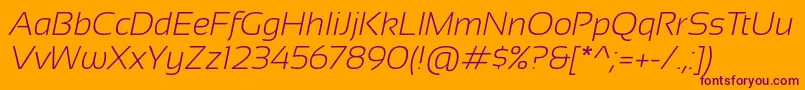 SansationLightItalic Font – Purple Fonts on Orange Background