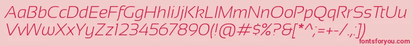 SansationLightItalic Font – Red Fonts on Pink Background