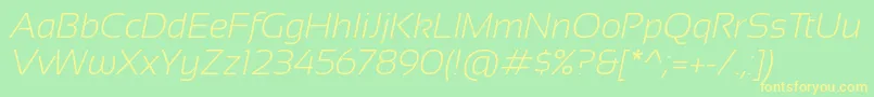 SansationLightItalic Font – Yellow Fonts on Green Background