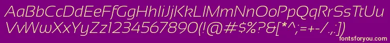 SansationLightItalic Font – Yellow Fonts on Purple Background