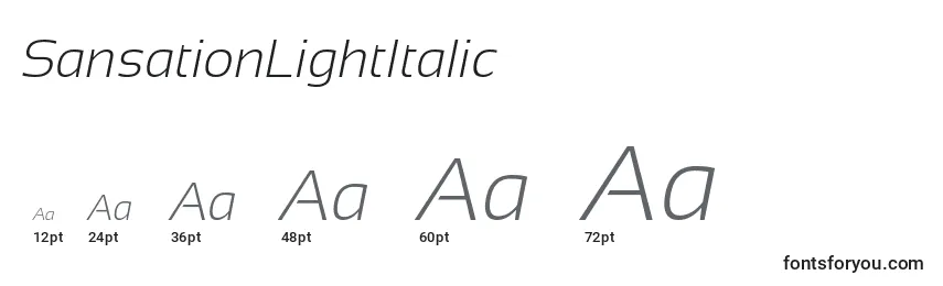 Размеры шрифта SansationLightItalic