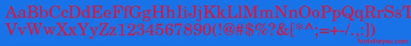 TexgyrescholaRegular Font – Red Fonts on Blue Background