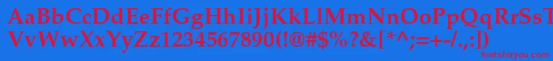 PalatinoРџРѕР»СѓР¶РёСЂРЅС‹Р№-Schriftart – Rote Schriften auf blauem Hintergrund